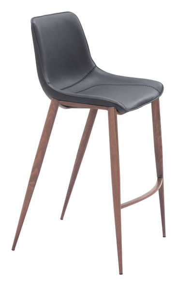 Magnus Black & Walnut (Set of 2) Steel and Polyurethane Barstool