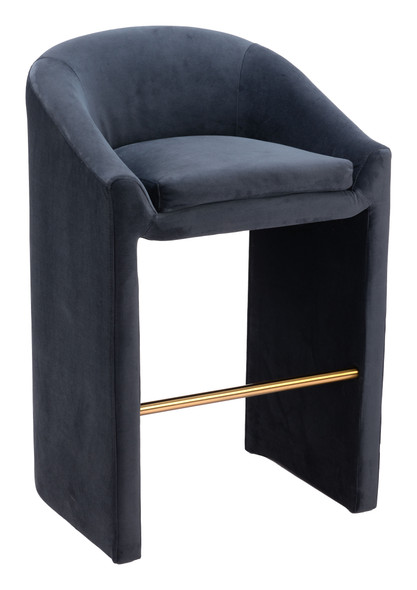 Emas Midnight Gray Steel and Polyester Barstool
