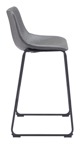 Smart Charcoal (Set of 2) Steel and Polyurethane Barstool