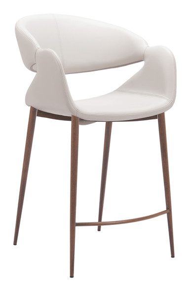 Limay Beige & Walnut Steel and Polyurethane Counter Stool