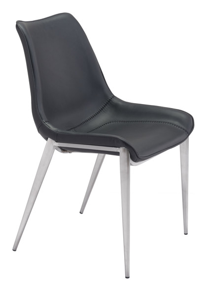 Magnus Black & Silver (Set of 2) Stainless Steel Dining Chair