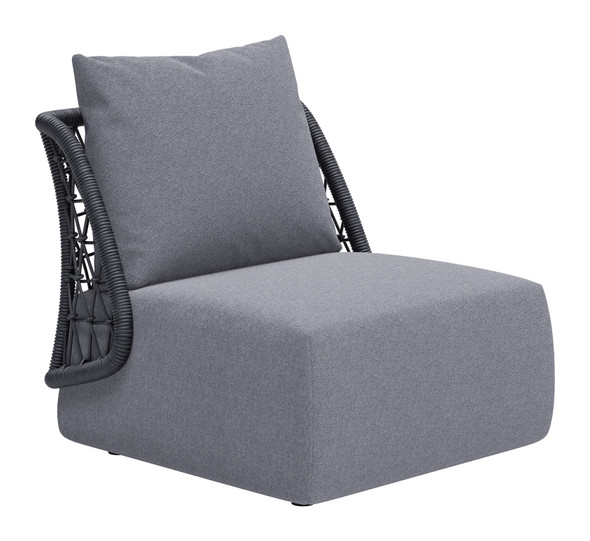 Mekan Gray Aluminum and Olefin Accent Chair for Outdoor Use