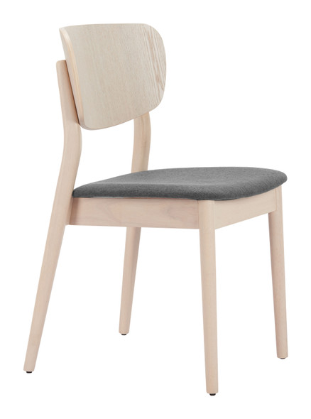 Kellua Gray & Natural (Set of 2) Rubberwood and Polyester Dining Chair
