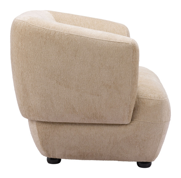 Bekker Golden Beige Birch Wood and Polyester Accent Chair