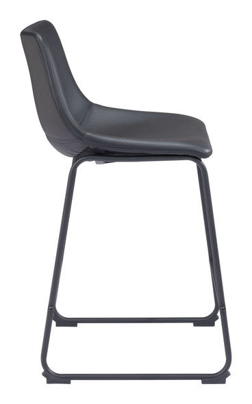 Smart Black (Set of 2) Steel and Polyurethane Counter Stool