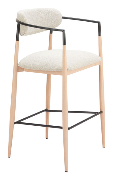 Equinox Oyster Gray & Natural Steel and Polyester Barstool