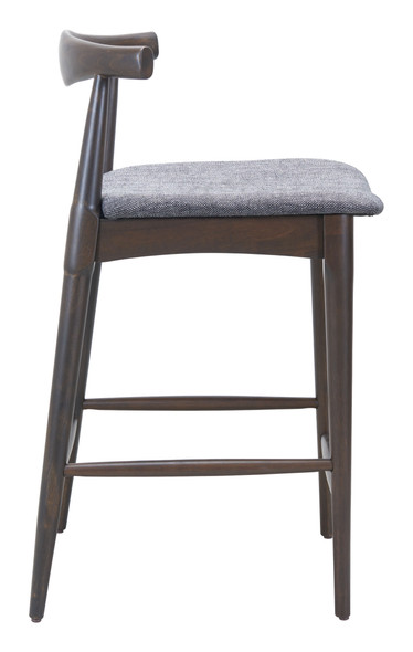Tuzka Gray & Espresso (Set of 2) Rubberwood and Polyester Counter Stool