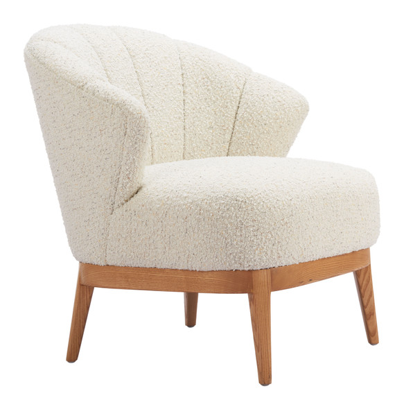 Leque Tawny Beige Ash Wood and Polyester Accent Chair