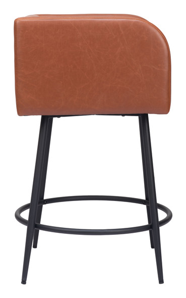 Horbat Brown (Set of 2) Steel and Polyurethane Counter Stool