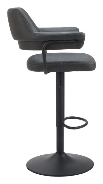 Erret Gray Steel and Polyurethane Swivel Height-Adjustable Barstool