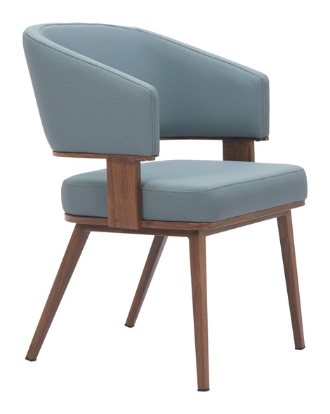 Poise Azure Gray & Walnut Steel and Polyurethane Dining Chair