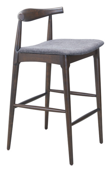 Tuzka Gray & Espresso (Set of 2) Rubberwood and Polyester Barstool