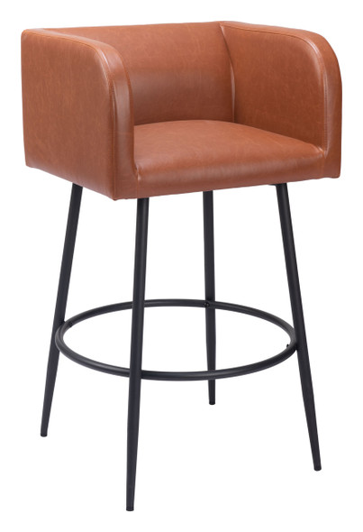 Horbat Brown (Set of 2) Steel and Polyurethane Barstool