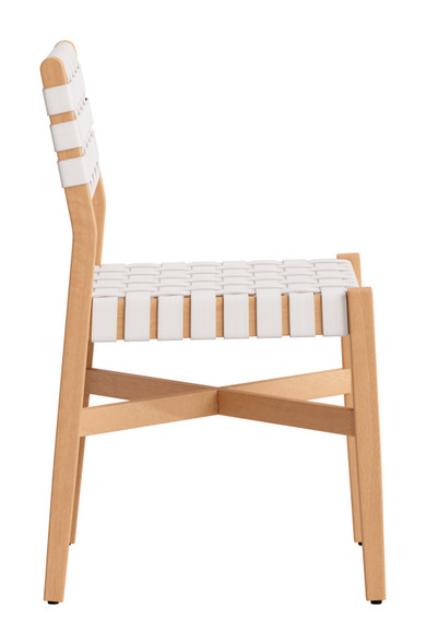 Mizuya White Acacia Wood Dining Chair for Outdoor Use