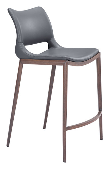 Ace Dark Gray & Walnut (Set of 2) Steel and Polyurethane Counter Stool