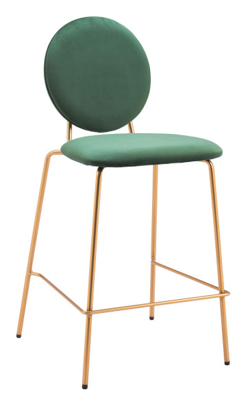 Odessa Green & Gold (Set of 2) Steel and Polyester Counter Stool