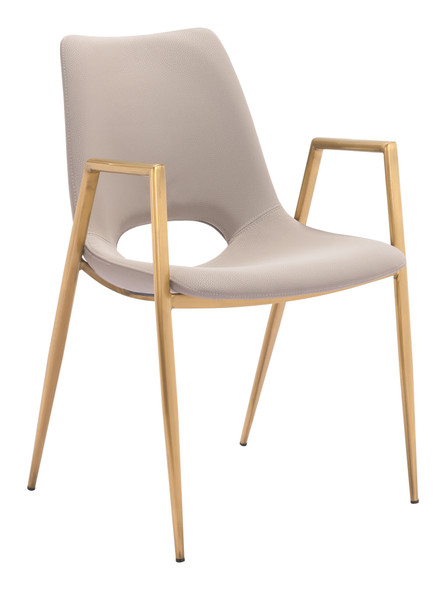 Desi Beige & Gold (Set of 2) Steel and Polyurethane Dining Chair