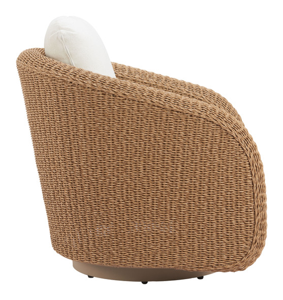 Solara Ivory Aluminum and Polyester Swivel Chair for Outdoor Use