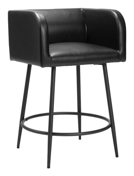 Horbat Black (Set of 2) Steel and Polyurethane Counter Stool