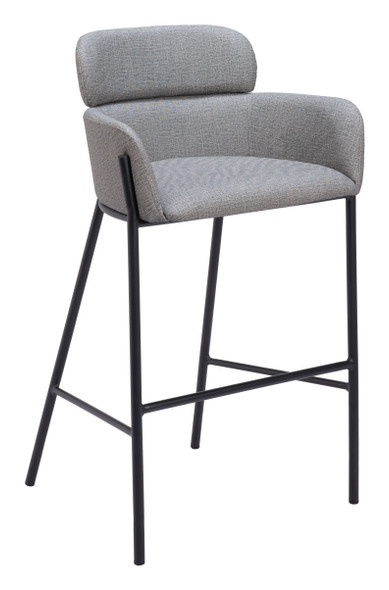 Bremor Slate Gray Steel and Polyurethane Barstool