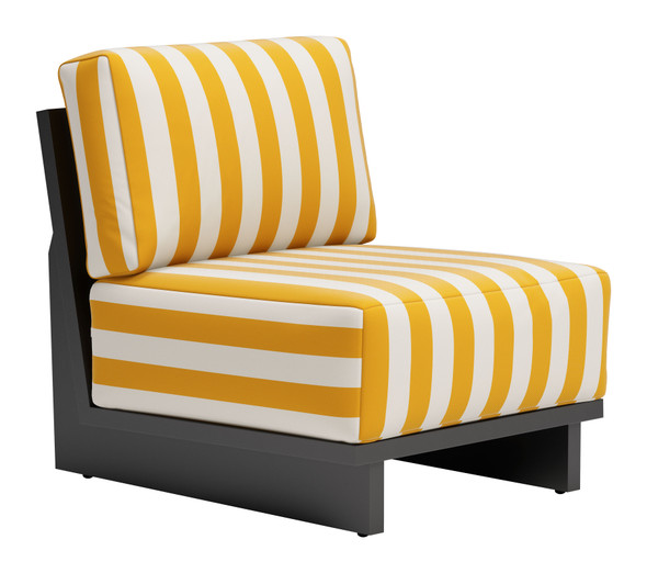 Shoreline Yellow Aluminum and Olefin Accent Chair for Outdoor Use