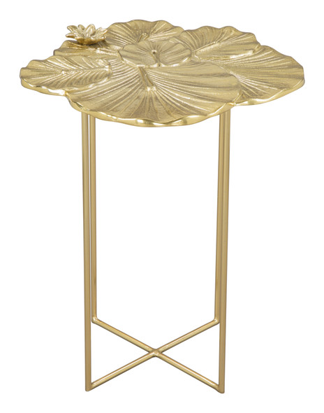 Lotus Gold Aluminum and Iron Side Table