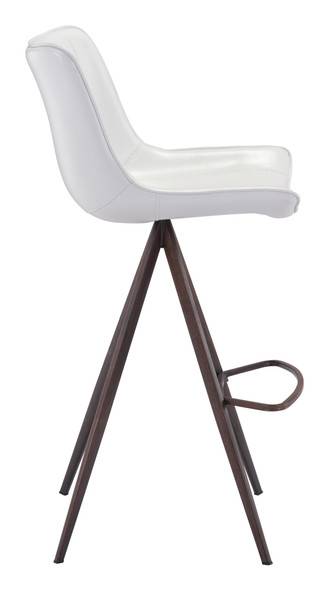 Aki White & Walnut (Set of 2) Steel and Polyurethane Barstool