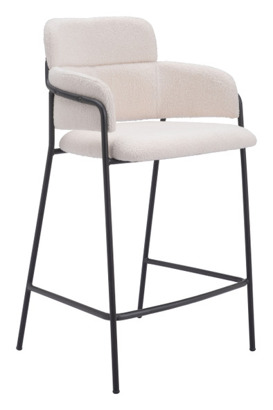 Marcel Cream (Set of 2) Steel and Polyester Counter Stool
