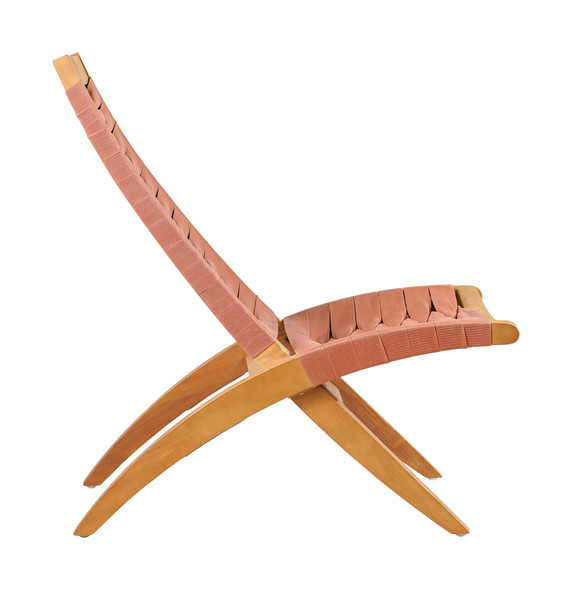 Rova Terracotta Acacia Wood and Nylon Lounge Chair for Outdoor Use