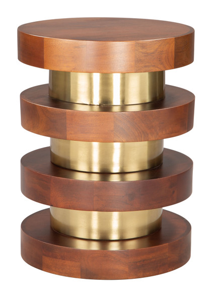 Marigot Walnut Mango Wood and Iron Round Side Table