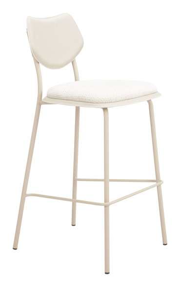 Zeal Light Gray & Beige (Set of 4) Steel and Polyester Barstool