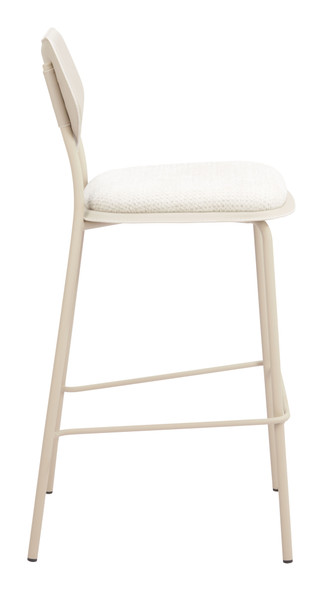 Zeal Light Gray & Beige (Set of 4) Steel and Polyester Barstool