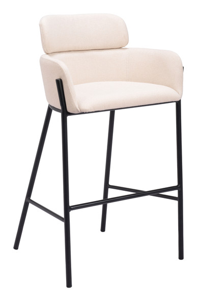 Bremor Beige Steel and Polyester Barstool