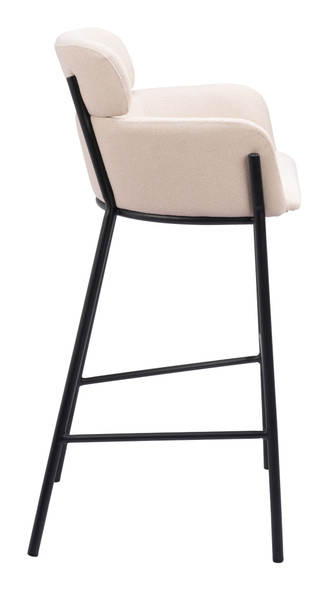 Bremor Beige Steel and Polyester Barstool