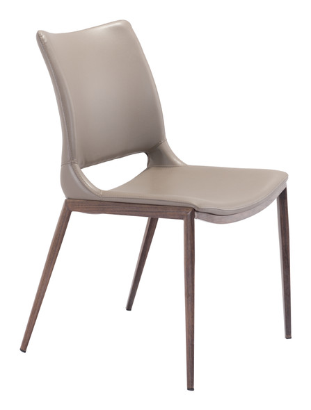 Ace Brown & Walnut (Set of 2) Steel and Polyurethane Dining Chair