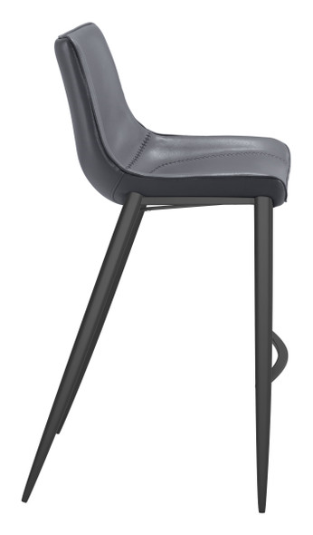 Magnus Dark Gray & Black (Set of 2) Steel and Polyurethane Barstool