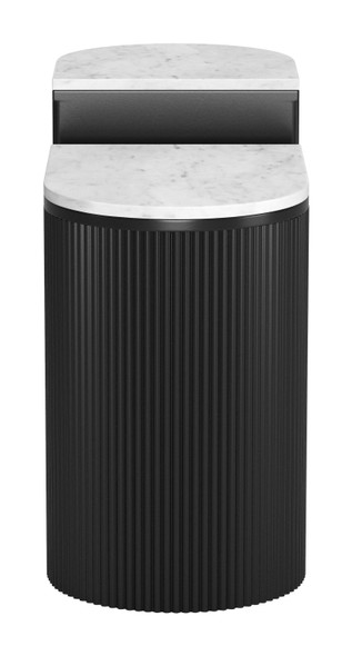 Ormara White & Black Natural Marble and Mango Wood Side Table Set