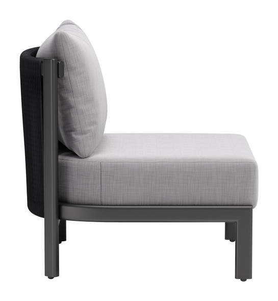 Horizon Gray Aluminum and Olefin Accent Chair for Outdoor Use