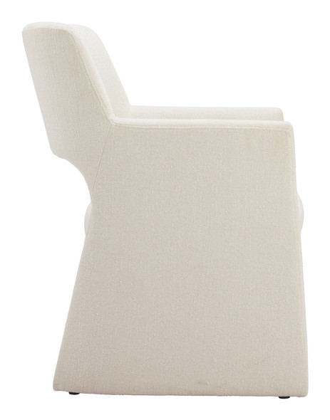 Minet Linen White Poplar Wood and Polyester Dining Chair