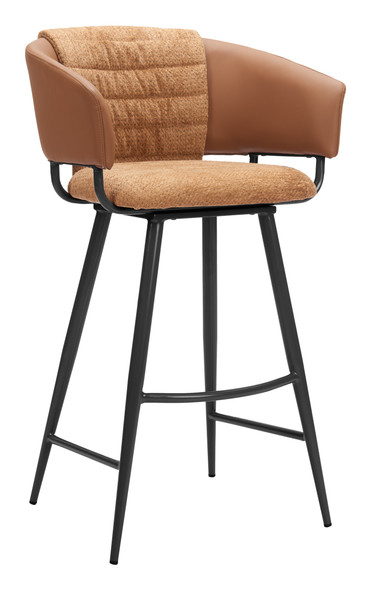 Juno Brown (Set of 2) Steel and Polyester Barstool