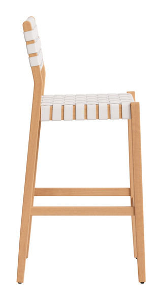 Mizuya White Acacia Wood Barstool for Outdoor Use