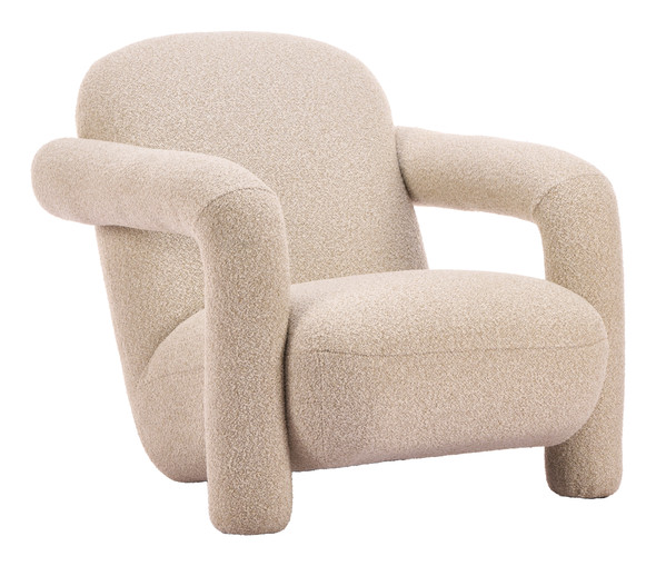Selenya Beige Rubberwood Accent Chair