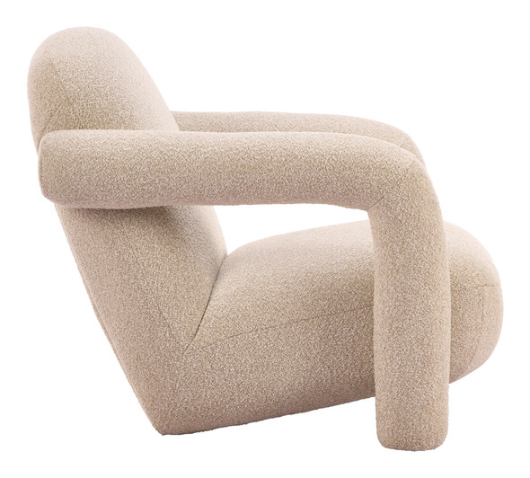 Selenya Beige Rubberwood Accent Chair