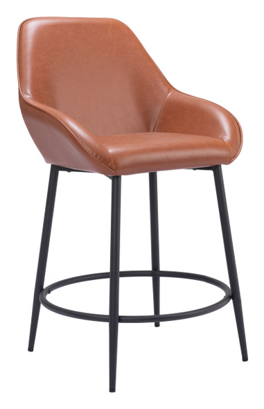 Vila Brown (Set of 2) Steel and Polyurethane Counter Stool