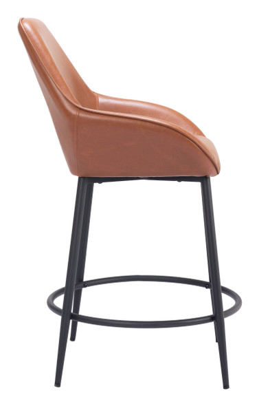 Vila Brown (Set of 2) Steel and Polyurethane Counter Stool