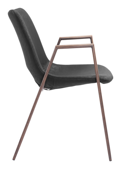 Desi Black & Walnut (Set of 2) Steel and Polyurethane Dining Chair