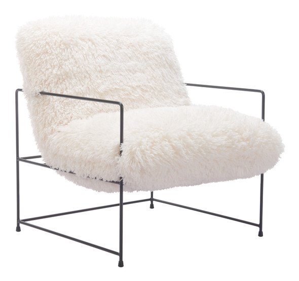 Pelut White Stainless Steel and Polyester Accent Chair