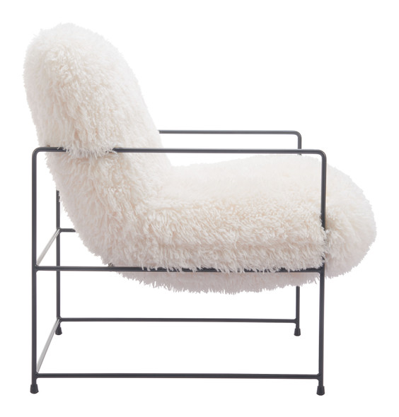 Pelut White Stainless Steel and Polyester Accent Chair