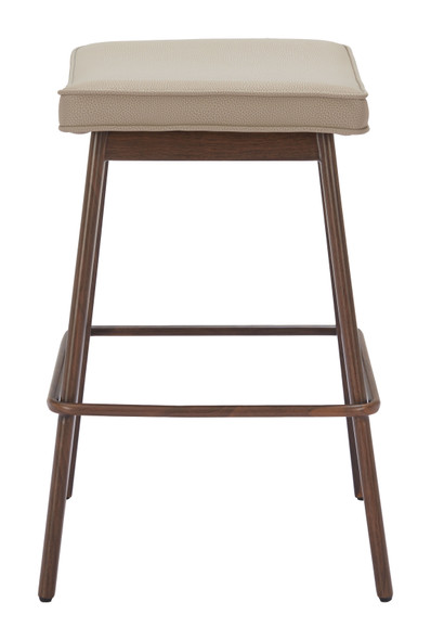 Divat Beige & Walnut (Set of 2) Steel and Polyurethane Counter Stool