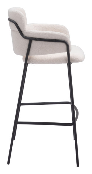 Marcel Cream (Set of 2) Steel and Polyester Barstool